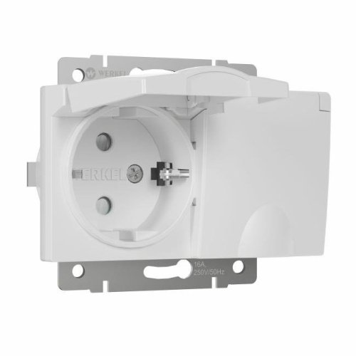 W1172201/ Розетка двойная влагозащ. с зазем. с защит. крышками и шторками (белый) Розетка Werkel W1172201/ Розетка двойная влагозащ. с зазем. с защит. крышками и шторками (белый)