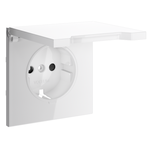 Накладка для розетки с заземлением, защитными шторками и крышкой, S70 (белый глянцевый)