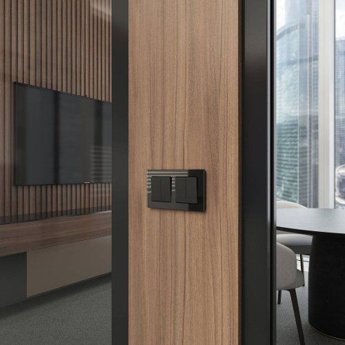 W1123006/ Перекрестный выключатель двухклавишный (чёрный) Выключатель Werkel W1123006/ Перекрестный выключатель двухклавишный (чёрный)