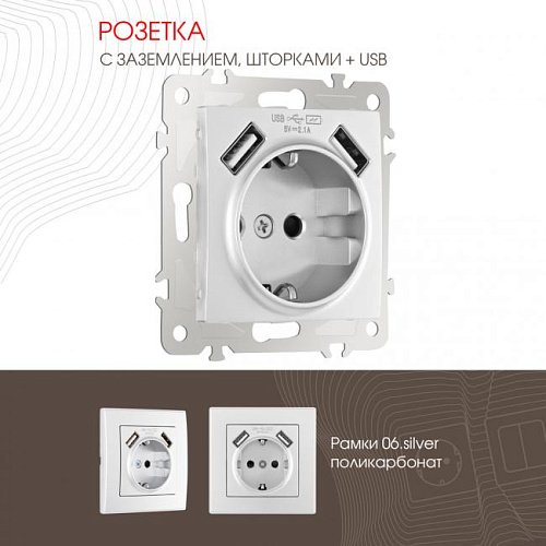 206.47-1.silver Розетка Arte Milano Am-206 206.47-1.silver