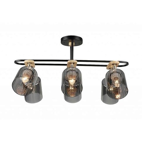 MD.5712-6-S-BK+WOOD Потолочная люстра IMEX MD.5712-6-S-BK+WOOD