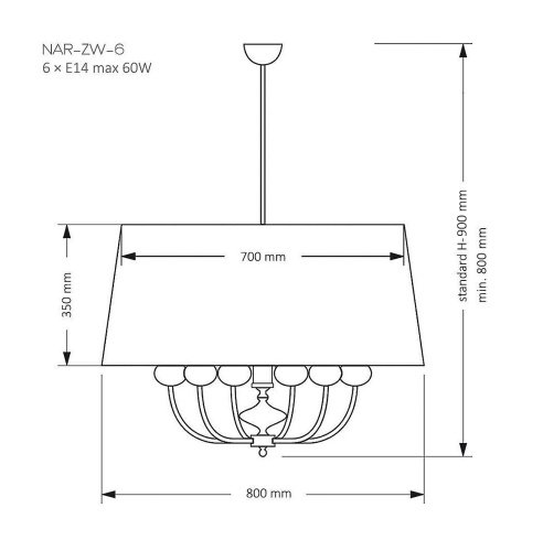 Потолочная люстра Kutek Narni NAR-ZW-6(CC)