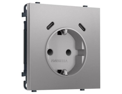 MS510510 Комплект механизма электрической розетки SIGMA Сталь матовый 2USB С+C 20W (быст. зар.) с/з с/ш 16A-250V QUANT PRO (SP5105, PR165)