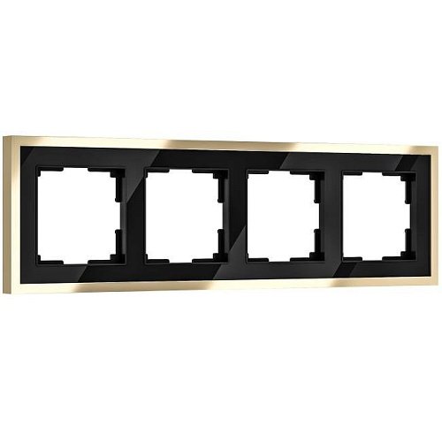 W0042852/ Рамка на 4 поста Baguette (черный/латунь) Рамка Werkel W0042852/ Рамка на 4 поста Baguette (черный/латунь)