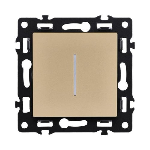 AS-008GD Выключатель 1-клавишный проходной 10А/250В с LED подсветкой, золотой Kollinger Asthetik AS-008GD