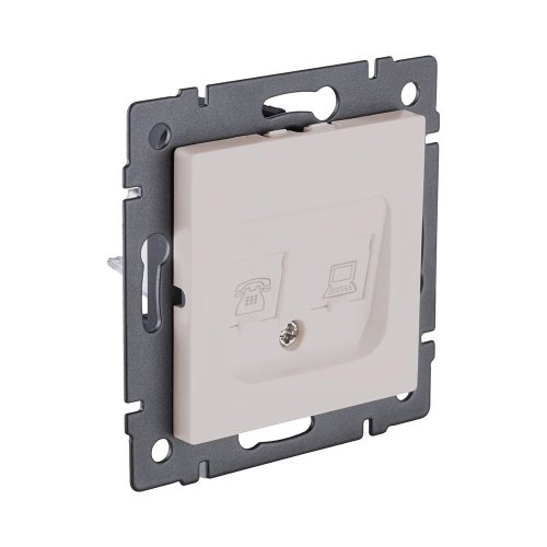 REA-011CM Розетка двойная RJ11 + RJ45 Cat.6, кашемир матовый Kollinger REA-011CM для Aspekt, Eleganz, Reflex