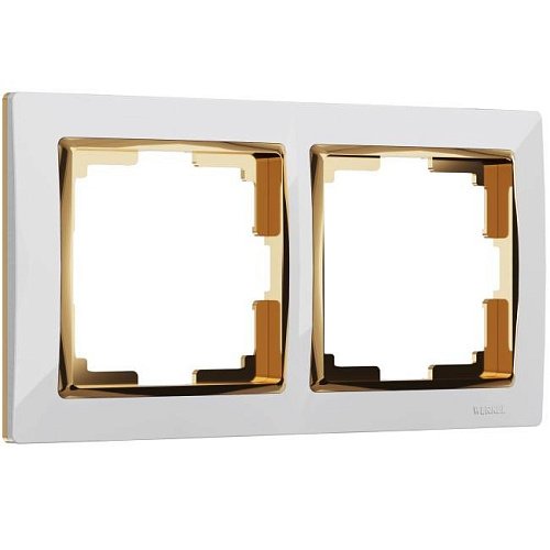 W0021933/ Рамка на 2 поста Snabb (белый/золото) Рамка Werkel W0021933/ Рамка на 2 поста Snabb (белый/золото)