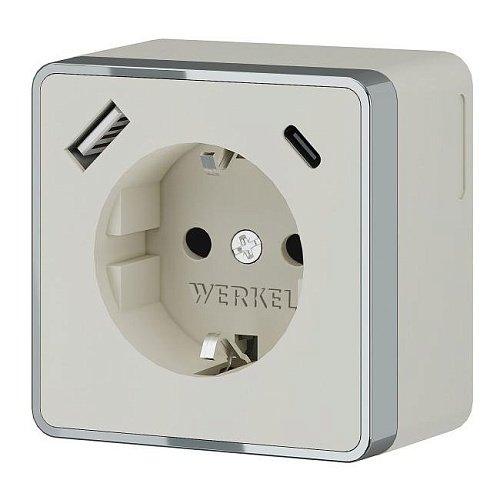 W5071703/ Розетка c заземлением, шторками и USB тип A+C Gallant (слоновая кость) Розетка Werkel W5071703/ Розетка с заземлением, шторками и USB тип A+C Gallant (слоновая кость)