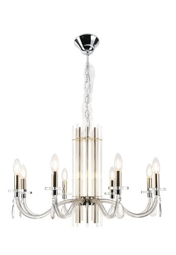 AURELIO SP8 GOLD+CHROME/TRANSPARENT Подвесная люстра Crystal Lux Aurelio AURELIO SP8 GOLD+CHROME/TRANSPARENT