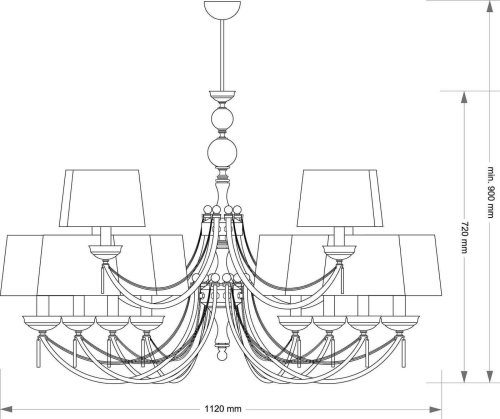 Потолочная люстра Kutek Zaffiro ZAF-ZW-8+4(P/A)