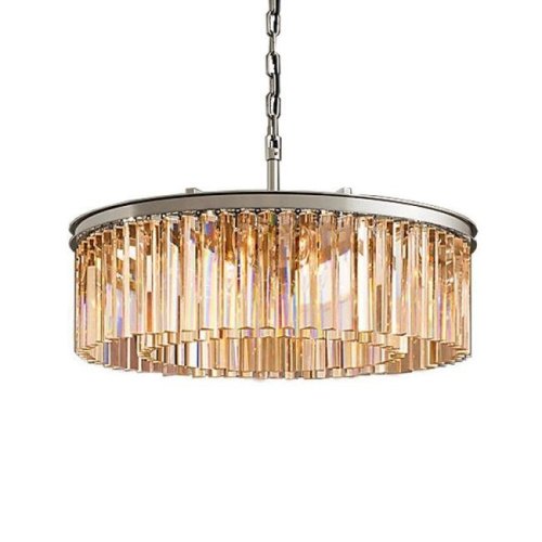 KR0387P-10B chrome/amber Подвесная люстра Delight Collection 1920s Odeon KR0387P-10B chrome/amber