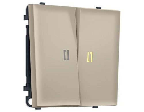 MS344010 MS344010 Комплект механизма 2-кл выключателя с подсветкой 3200K SIGMA Кашемир 10A-250V QUANT PRO (SP3440, PR115, G11Y)