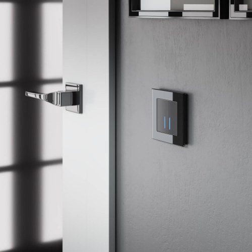 Умный выключатель Wi-Fi Werkel W4520608/ Сенсорный выключатель двухклавишный с функцией Wi-Fi (черный)