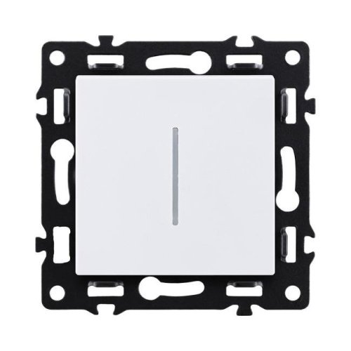 AS-012WH Выключатель кнопочный 1-клавишный 10А/250В с LED подсветкой, белый Kollinger Asthetik AS-012WH