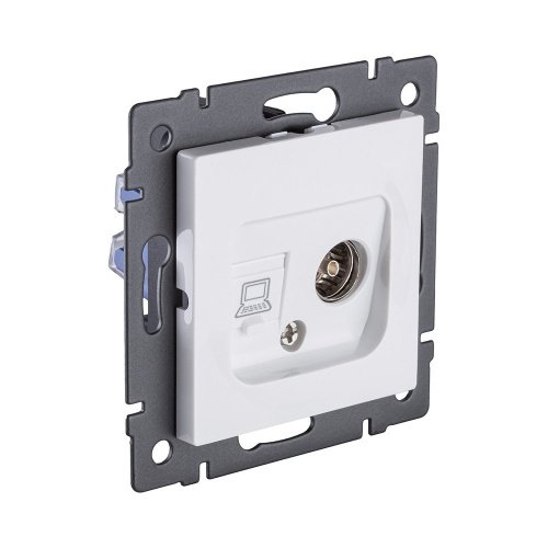 Розетка двойная TV (мама) + RJ45 Cat.6, белый Kollinger REA-012WH для Aspekt, Eleganz, Reflex