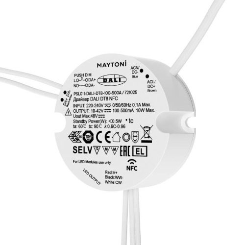 Источник тока DALI NFC DT8 100-500mA +PUSH DIM Maytoni Источники тока 721025