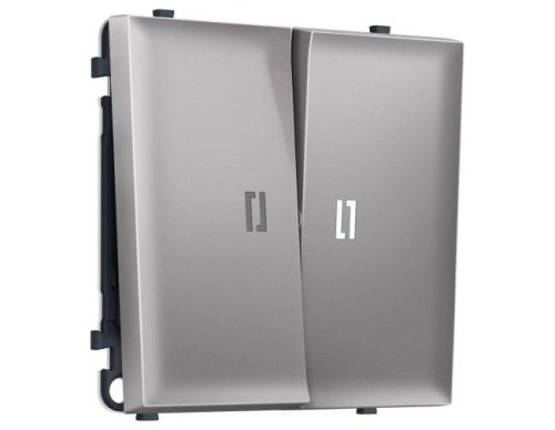 MS504015 MS504015 Комплект механизма 2-кл выключателя с подсветкой 5600K SIGMA Сталь матовый 10A-250V QUANT PRO (SP5040, PR115, G14W)