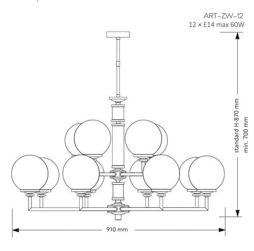 Люстра на штанге Kutek Artu Glass ART-ZW-12(N) G