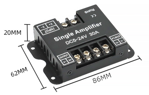 00-00009151 Усилитель одноканальный, 30А, Черный, AMP-DIM-30A-BL, SWG Standard 00-00009151