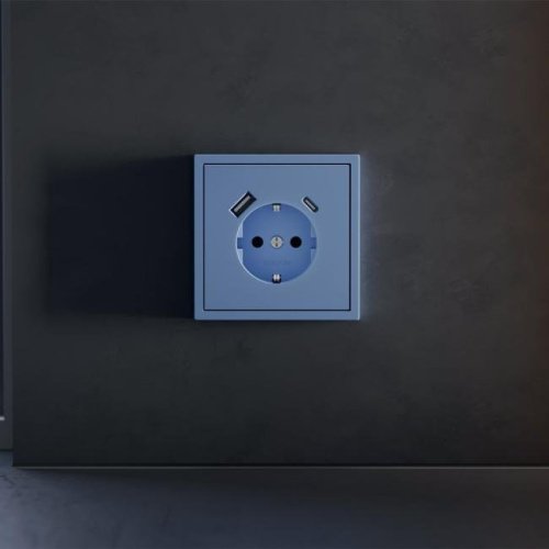 VLS001015 Накладка для розетки с заземлением и защитными шторками, с USB A+C, S70 (деним)