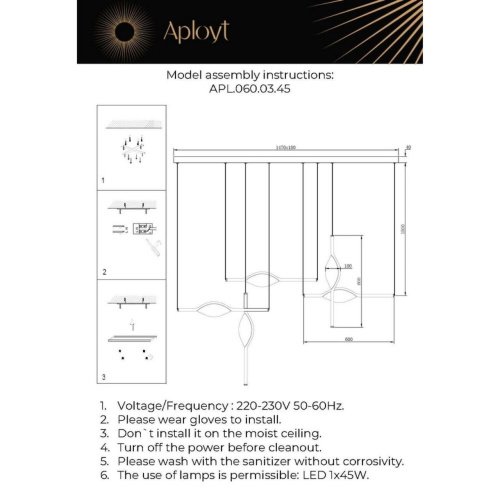 Светильник подвесной Aployt Krysia APL.060.03.45
