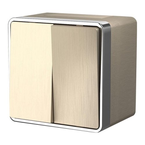 Выключатель Werkel Накладные механизмы Gallant шампань рифленый W5020210/ Выключатель двухклавишный влагозащищенный Gallant (шампань рифленый)