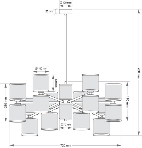Люстра на штанге Kutek Erba ERB-ZW-8(BN/3)TT