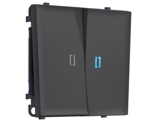 MS904020 MS904020 Комплект механизма 2-кл выключателя с подсветкой 10000K SIGMA Графит Мягкое касание 10A-250V QUANT PRO (SP9040, PR115, G17B)