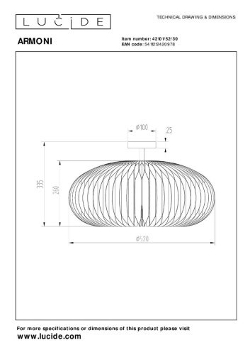 Светильник потолочный Lucide Armoni 42101/52/30