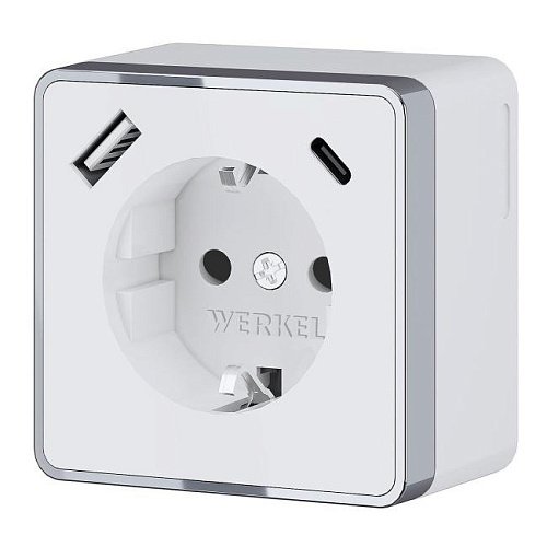 W5071701/ Розетка c заземлением, шторками и USB тип A+C Gallant (белый) Розетка Werkel W5071701/ Розетка с заземлением, шторками и USB тип A+C Gallant (белый)
