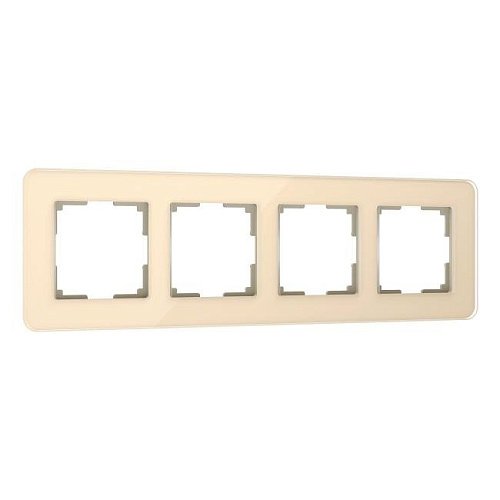 W0042443/ Рамка на 4 поста Elite (айвори, стекло) Рамка Werkel Elite айвори W0042443/ Рамка на 4 поста Elite (айвори, стекло)