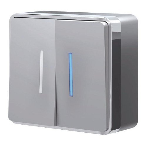 W5020106/ Выключатель двухклавишный c подсветкой Gallant (серебряный) Выключатель Werkel W5020106/ Выключатель двухклавишный с подсветкой Gallant (серебряный)
