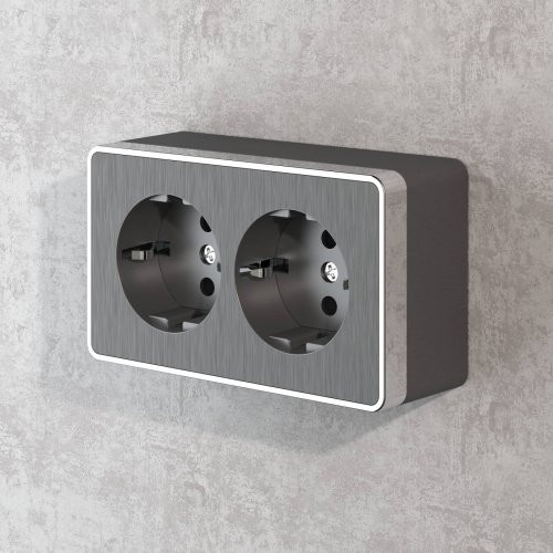 Розетка Werkel W5072104/ Розетка двойная с заземлением Gallant (графит рифленый)