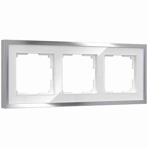 W0032850/ Рамка на 3 поста Baguette (белый/серебро) Рамка Werkel W0032850/ Рамка на 3 поста Baguette (белый/серебро)