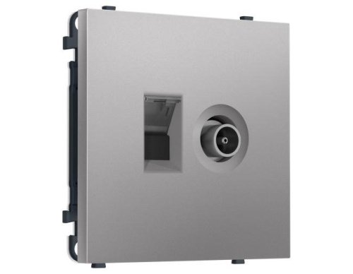 MS512510 MS512510 Комплект механизма розетки компьютерной + TV оконечной SIGMA Сталь матовый RJ-45 (8P8C) CAT6/50-870MHz 1dB с/ш QUANT PRO (SP5125, PR195)