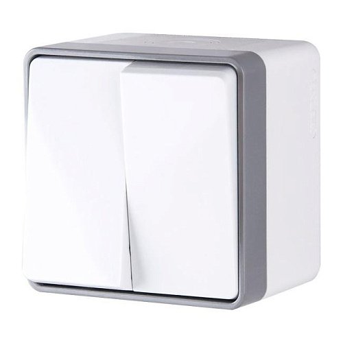 Выключатель Werkel WL15-03-02/ Выключатель двухклавишный влагозащищенный Gallant (белый)