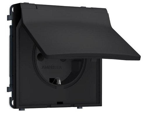 MS988010 Комплект механизма электрической розетки SIGMA Черный Мягкое касание 50Hz 2P+E с/з с/ш и крышкой IP44 16A-250V QUANT PRO (SP9880, PR141)