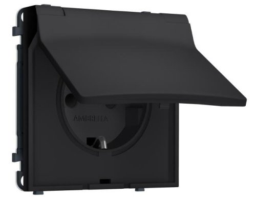 MS988010 Комплект механизма электрической розетки SIGMA Черный Мягкое касание 50Hz 2P+E с/з с/ш и крышкой IP44 16A-250V QUANT PRO (SP9880, PR141)