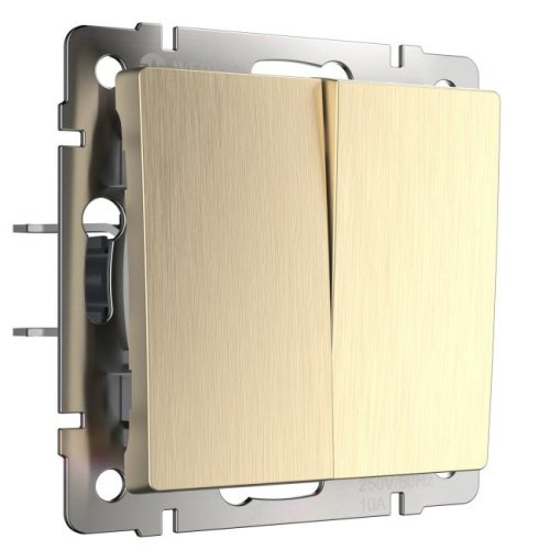 Выключатель Werkel W1122010/ Выключатель двухклавишный проходной (шампань рифленый)