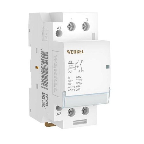 W942M63O/ Контактор модульный 63 A 2NO (2 мод.) Контактор модульный Werkel Контакторы W942M63O/ Контактор модульный 63 A 2NO (2 мод.)
