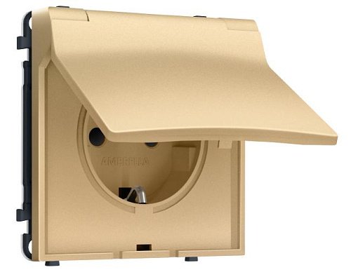 MS888010 MS888010 Комплект механизма электрической розетки SIGMA Золото Мягкое касание 50Hz 2P+E с/з с/ш и крышкой IP44 16A-250V QUANT PRO (SP8880, PR141)