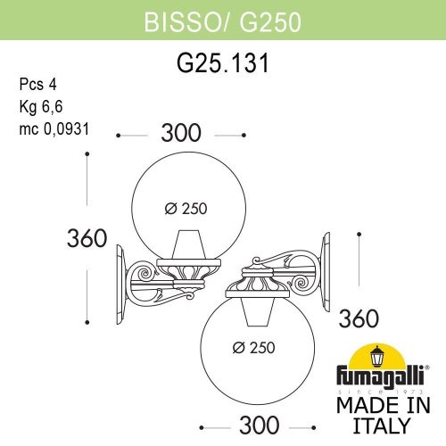 Настенный светильник Globe 250 Fumagalli G25.131.000.VZE27