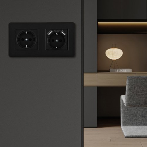 Розетка Arte Milano Set16-2 SET16-2-47-1-40-1 black