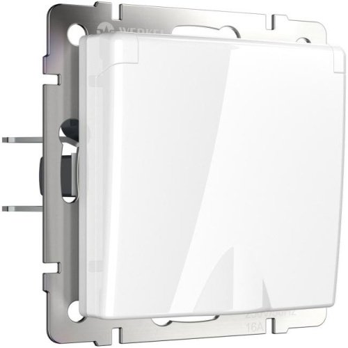 W1171201/ Розетка влагозащ. с зазем. с защит. крышкой и шторками (белый) Розетка Werkel W1171201/ Розетка влагозащ. с зазем. с защит. крышкой и шторками (белый)