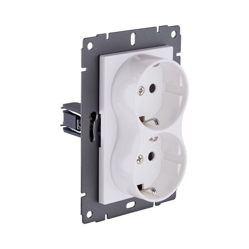 Розетка штепсельная SCHUKO двойная 16A/250 В, белый матовый Kollinger REA-032WM для Aspekt, Eleganz, Reflex