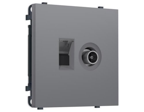 MS872510 Комплект механизма розетки комп. + TV оконеч. SIGMA Платиново-серый Мягкое касание RJ-45 CAT6/50-870MHz 1dB с/ш QUANT PRO (SP8725, PR195)
