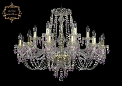 Подвесная хрустальная люстра 11.24 Art Classic 11.24.12+6.300.Gd.V7010