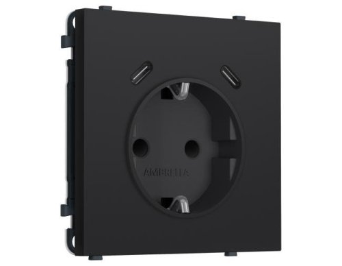 MS990510 MS990510 Комплект механизма электрической розетки SIGMA Черный Мягкое касание 2USB С+C 20W (быст. зар.) с/з с/ш 16A-250V QUANT PRO (SP9905, PR165)