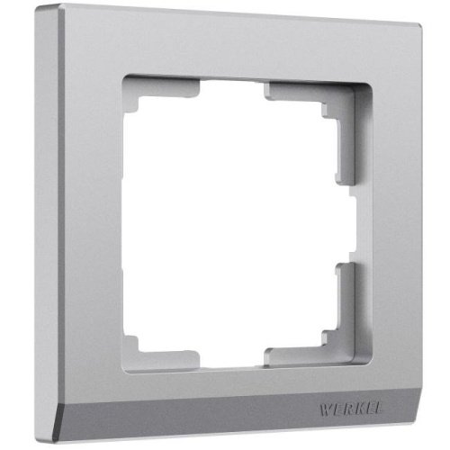 W0011865/ Рамка на 1 пост Stark (серебряный матовый) Рамка Werkel W0011865/ Рамка на 1 пост Stark (серебряный матовый)
