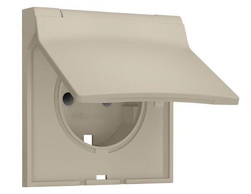 SP3480 SP3480 Лицевая панель SIGMA (Кашемир) для электрической розетки с/з со шторками и крышкой IP44 QUANT PRO